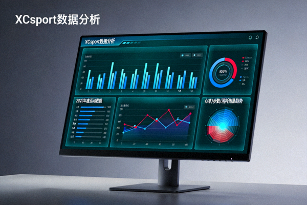 XCsport数据分析图表 - 屏幕上显示复杂的体育数据可视化图表和趋势线